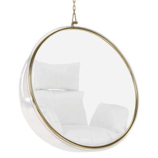 Kondela Závesné kreslo, transparentná/zlatá/biela, BUBBLE NEW TYP 1