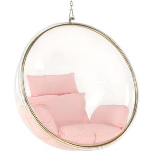 Kondela Závesné kreslo, transparentná/zlatá/ružová, BUBBLE NEW TYP 1