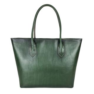 Kožená dámska kabelka SHOPPER ručne tamponovaná a tieňovaná v zelenej farbe