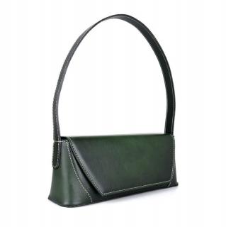 Kožená kabelka ručne tieňovaná v zelenej farbe