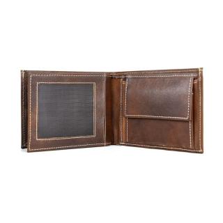 Kožená peňaženka z pravej kože č.8407 v tmavo hnedej farbe, ručne tamponovaná