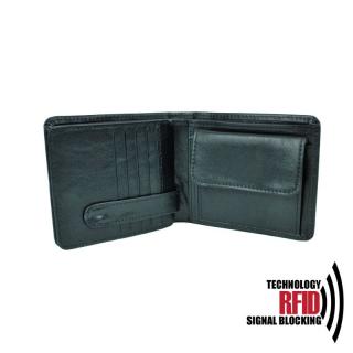 Kožená RFID peňaženka vybavená blokáciou RFID / NFC, čierna farba č.7992
