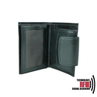 Kožená RFID peňaženka vybavená blokáciou RFID / NFC, čierna farba č.8211