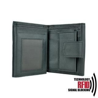 Kožená RFID peňaženka vybavená blokáciou RFID / NFC, čierna farba č.8287