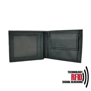 Kožená RFID peňaženka vybavená blokáciou RFID / NFC, čierna farba č.8407
