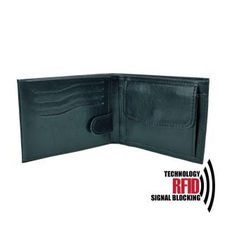 Kožená RFID peňaženka vybavená blokáciou RFID / NFC, čierna farba č.8552