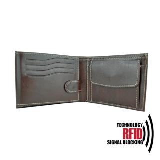 Kožená RFID peňaženka vybavená blokáciou RFID / NFC, hnedá farba č.8552