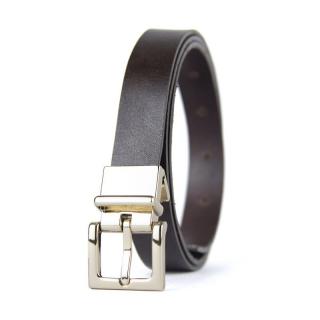 Kožený dámsky opasok ELEGANT GOLD, šírka 2.5cm, Ručná výroba na Slovensku - Tmavo hnedá