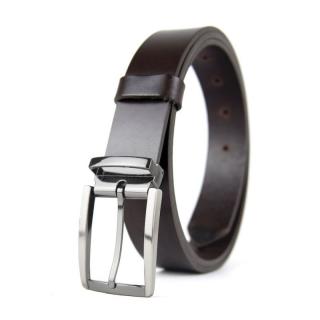 Kožený opasok GUN METAL, šírka 3.3cm, Slovenská výroba - Tmavo hnedá