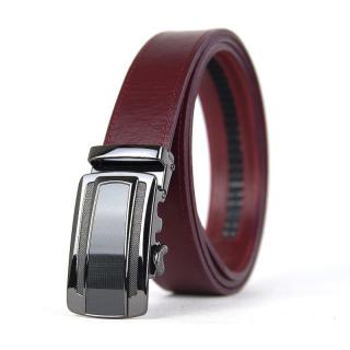Kožený opasok s automatickou prackou BLACK CARBON - Bordová