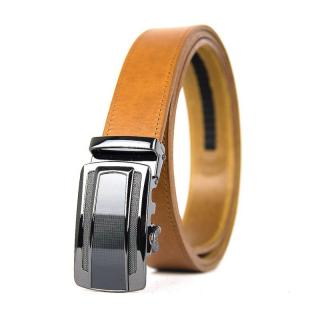Kožený opasok s automatickou prackou BLACK CARBON - Koňaková