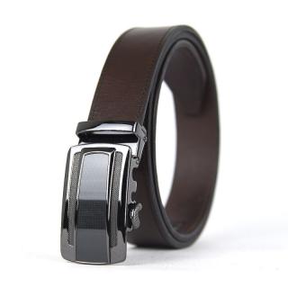 Kožený opasok s automatickou prackou BLACK CARBON - Tmavo hnedá