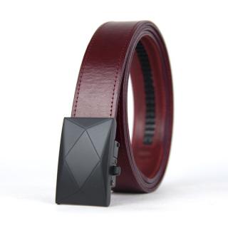 Kožený opasok s automatickou prackou BLACK POLYGON - Bordová