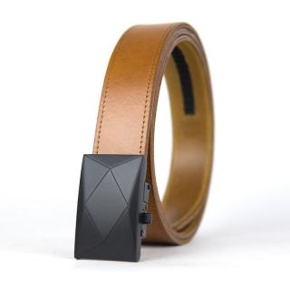 Kožený opasok s automatickou prackou BLACK POLYGON - Koňaková
