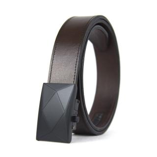 Kožený opasok s automatickou prackou BLACK POLYGON - Tmavo hnedá