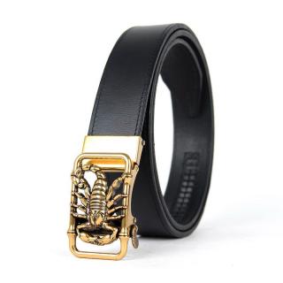 Kožený opasok s automatickou prackou GOLD SCORPION, čierna