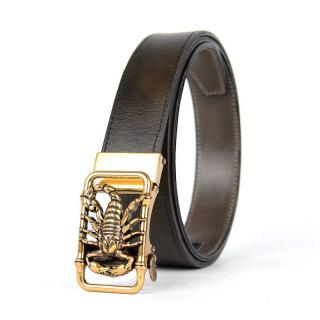 Kožený opasok s automatickou prackou GOLD SCORPION, olivová