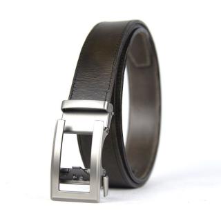 Kožený opasok s automatickou prackou NICKEL ELEGANT - Olivová