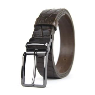 Kožený opasok s dezénom MODERN PEARL, šírka 3.3cm, Slovenská výroba - CROCO dezén - tmavo hnedá