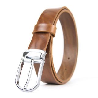 Kožený opasok s dezénom NEW SILVER, šírka 3.3cm, Slovenská výroba - 3D dezén - hnedá