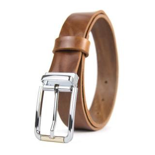 Kožený opasok s dezénom SILVER GOLD, šírka 3.3cm, Slovenská výroba - 3D dezén - hnedá