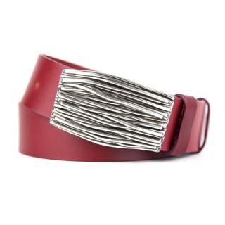 Kožený opasok STEM, šírka 4cm, Slovenská výroba - Bordová