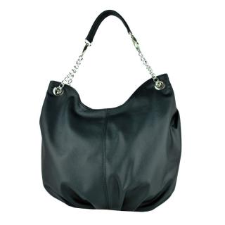 Luxusná dámska kožená kabelka v čiernej farbe