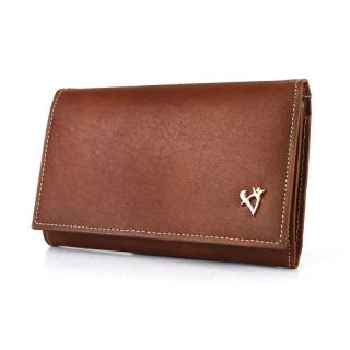 Luxusná dámska kožená peňaženka, ručne farbená hnedá