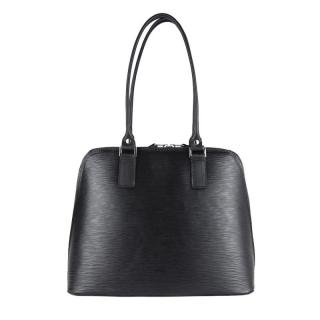 Luxusná kožená kabelka 8573 s reliéfnym dezénom kože v čiernej farbe