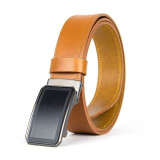 Luxusný kožený opasok s brzdou, šírka 3.5cm – POLISH, koňaková