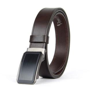 Luxusný kožený opasok s brzdou, šírka 3.5cm – POLISH, tmavo hnedá