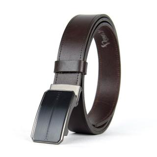Luxusný kožený opasok s brzdou, šírka 3.5cm – STREAK, tmavo hnedá