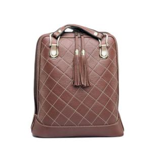Luxusný kožený ruksak z pravej hovädzej kože so strapcami č.8661 v hnedej farbe