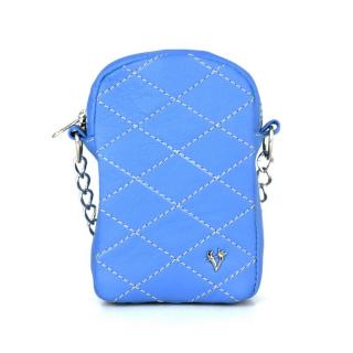 Malá kožená kabelka na mobil v modrej farbe