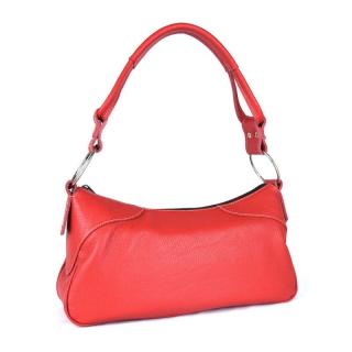 Módna kožená kabelka na rameno v červenej farbe