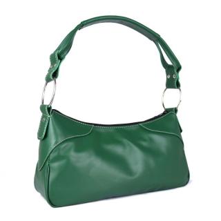 Módna kožená kabelka na rameno v zelenej farbe