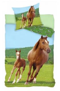 Obliečky 140x200 KONÍKY hnedé