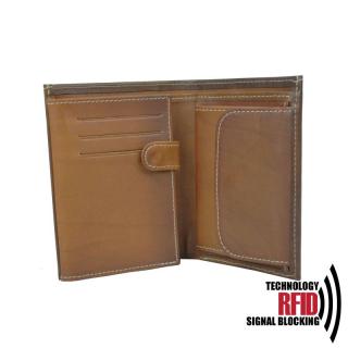 Ochranná kožená peňaženka v hnedej farbe č.8560, ručne tieňovaná