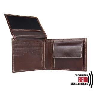 Ochranná RFID kožená peňaženka v tmavo hnedej farbe č.8408