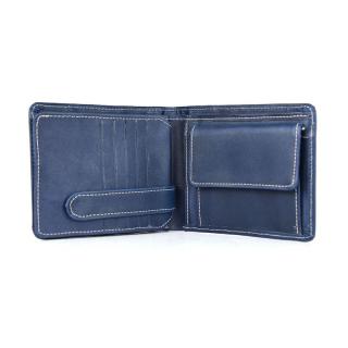 Peňaženka z prírodnej kože č.7992 v modrej farbe, ručne tamponovaná