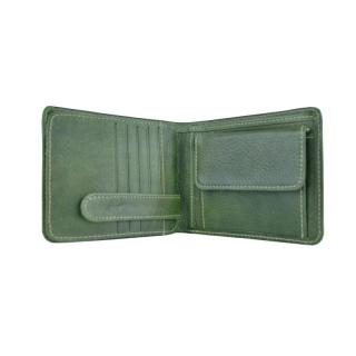 Peňaženka z prírodnej kože č.7992 v zelenej farbe, ručne tamponovaná