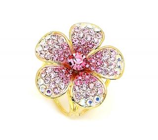 Prsteň na šatku - Ligotavý kvet - ružový