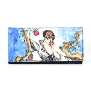 Ručne maľovaná kožená peňaženka 7757 s motívom Žena s jablkami