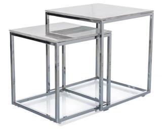 Set konferenčných stolíkov GLORIA II CHROM, strieborná-efekt mramoru