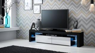 Televízny stolík Cama SOLO čierny mat/biely vysoký lesk/čierny mat