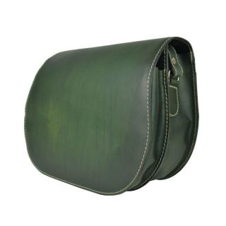Tmavo zelená kožená kabelka, ručne tieňovaná, uzatváranie - skrytý magnet