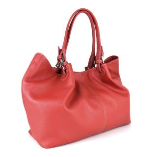 Veľká kožená kabelka SHOPPER v červenej farbe