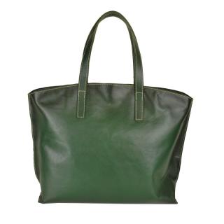 Veľko kožená kabelka SHOPPER BAG, ručne farbená a tieňovaná, tmavo zelená