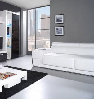 Vitrína Cama SAMBA 2 biely mat/čierny lesk