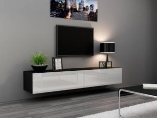 Závesný televízny stolík Cama VIGO 180 čierny mat/biely lesk